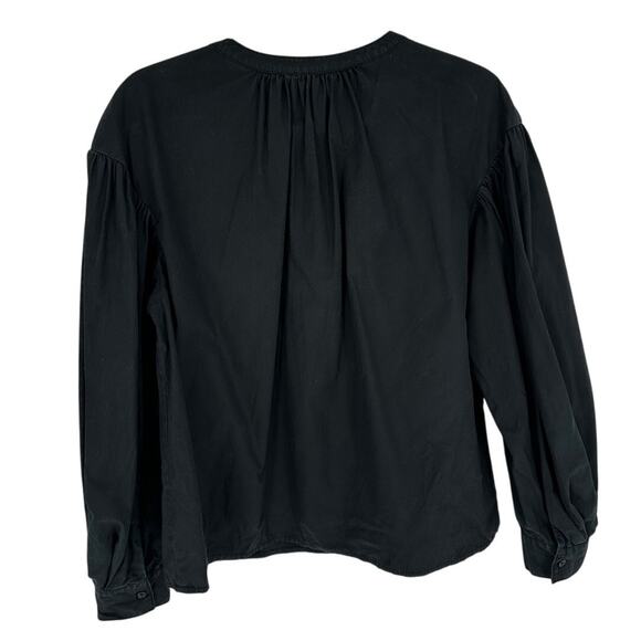 Banana Republic Black Voile Long Puff Sleeve Blouse Breathable Relaxed Casual S - Picture 2 of 7